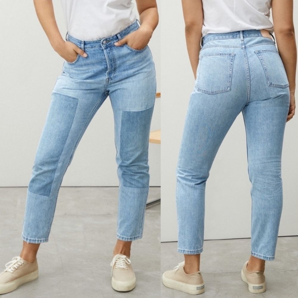 EUC EVERLANE The 90’s Cheeky Cropped Patchwork Jeans Sz 26